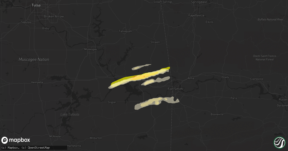 Hail map in Sallisaw, OK on February 18, 2013