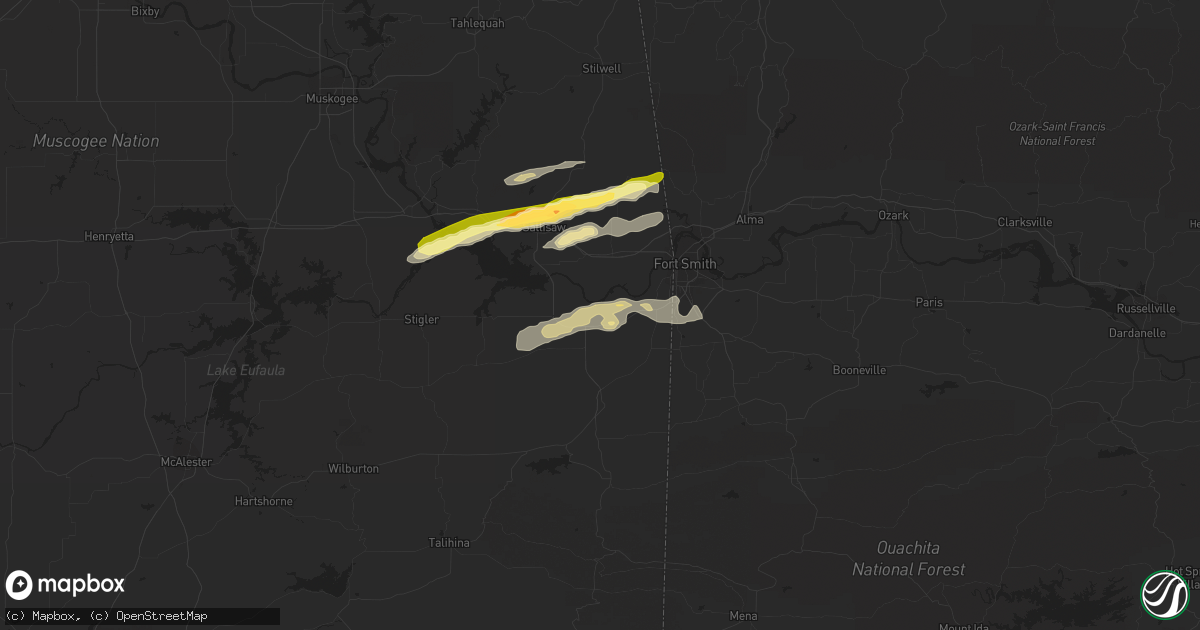 Hail map in Spiro, OK on February 18, 2013
