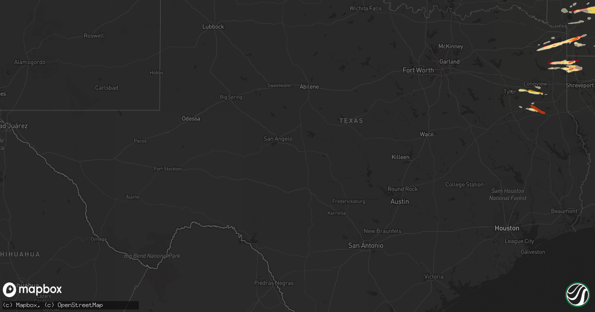 Hail map in Texas on February 18, 2013