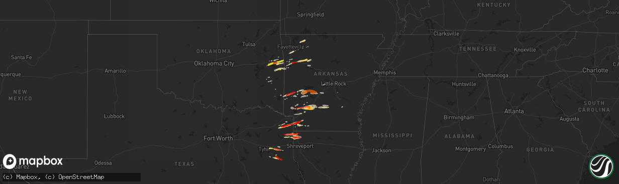 Hail map on February 18, 2013