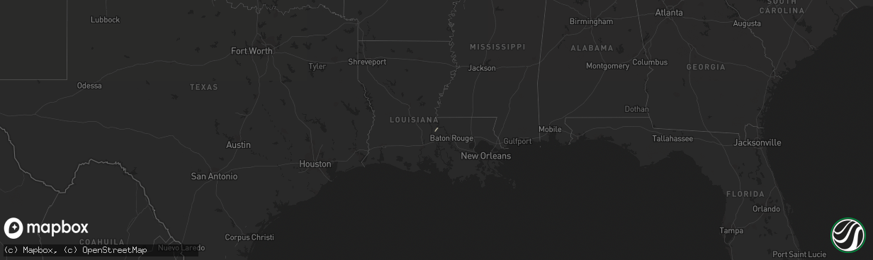 Hail map in Louisiana on February 18, 2019