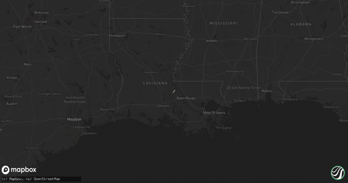 Hail map in Louisiana on February 18, 2019