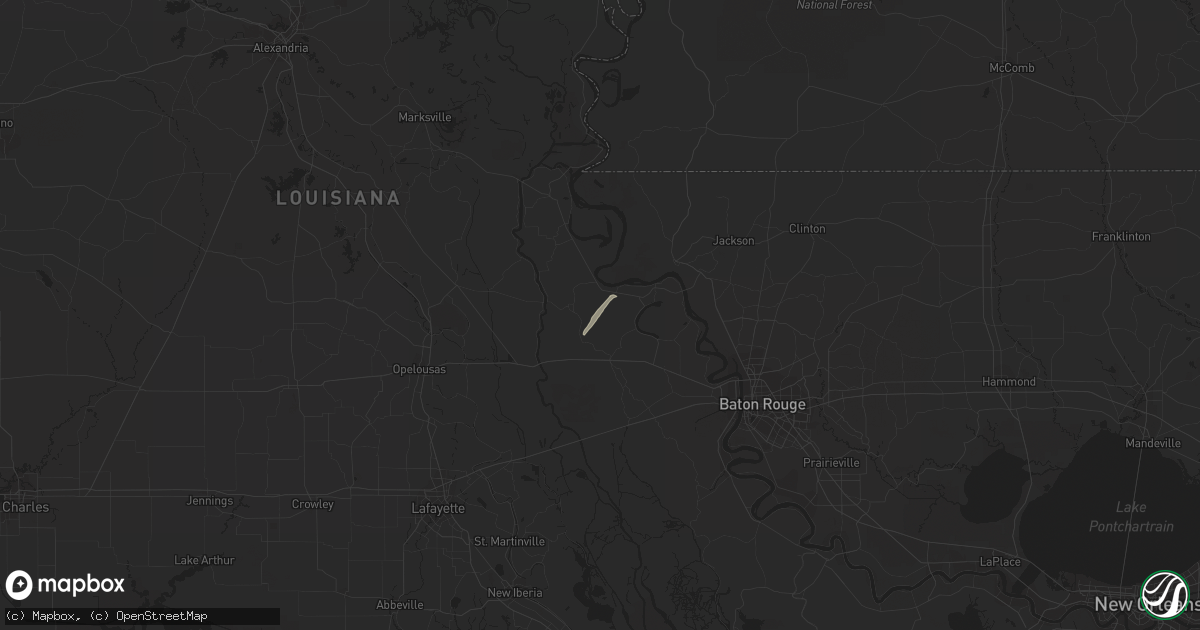Hail map in Morganza, LA on February 18, 2019