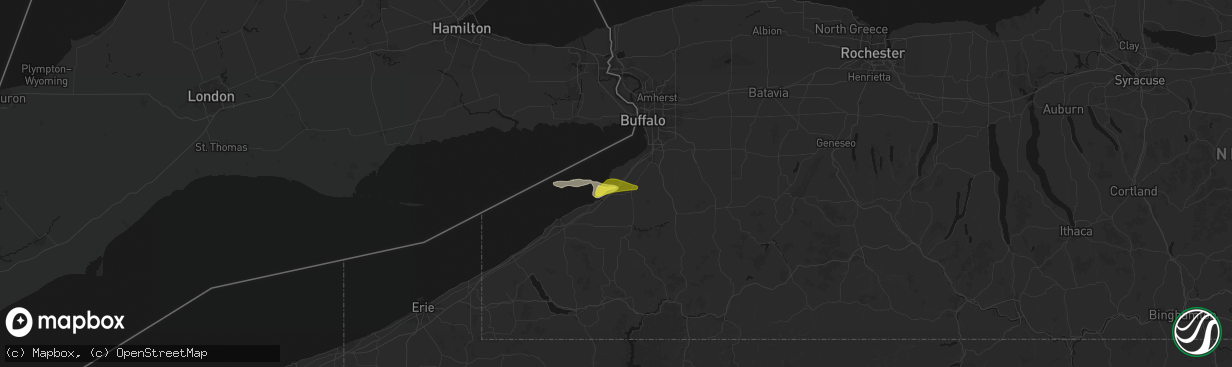 Hail map in Angola, NY on February 18, 2026