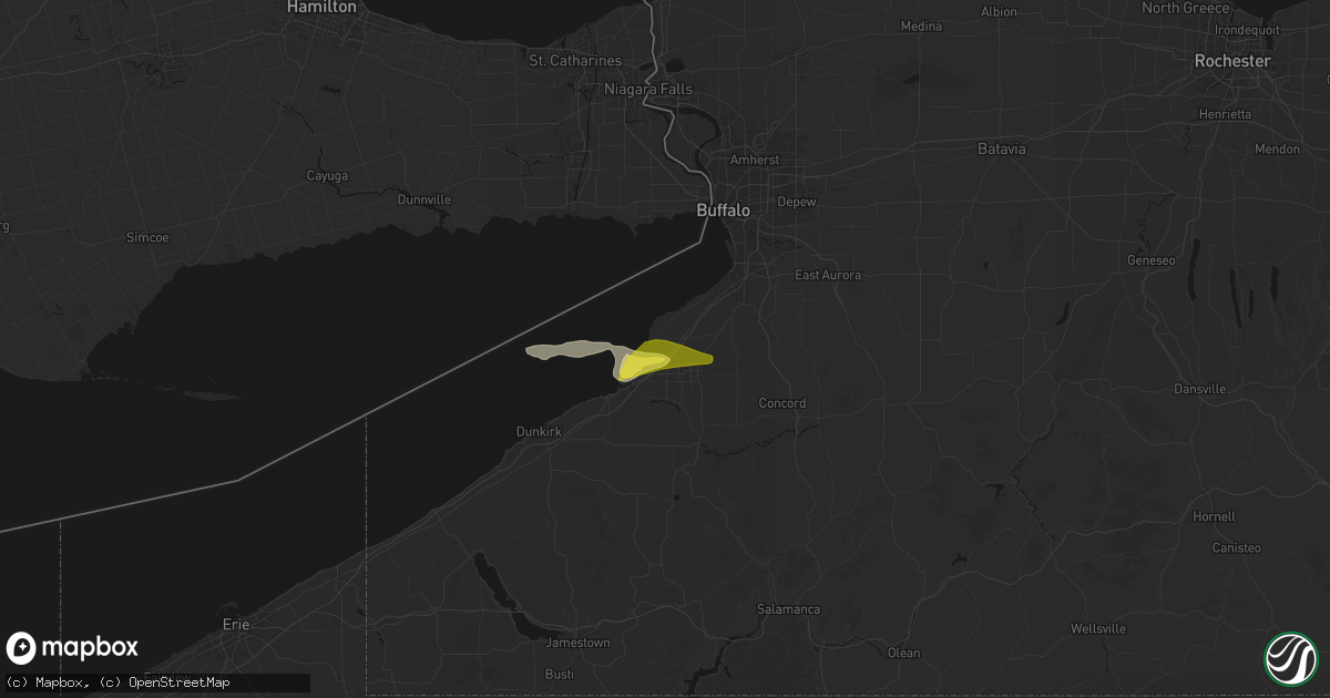 Hail map in Angola, NY on February 18, 2026