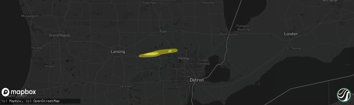 Hail map in Clarkston, MI on February 18, 2026