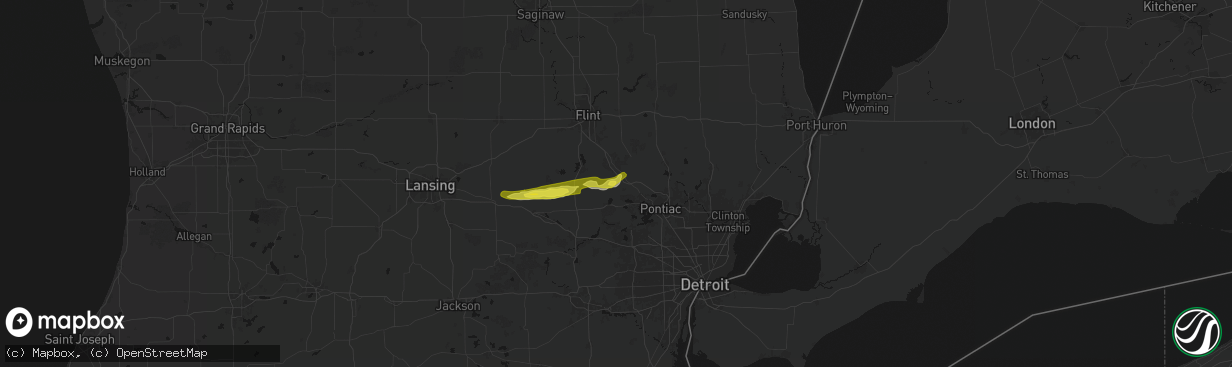 Hail map in Davisburg, MI on February 18, 2026