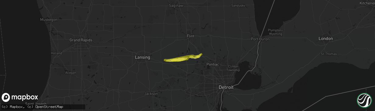 Hail map in Fenton, MI on February 18, 2026