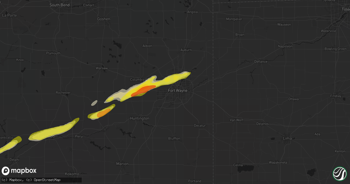 Hail map in Fort Wayne, IN on February 18, 2026