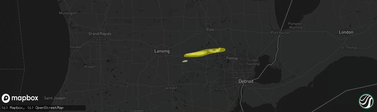 Hail map in Fowlerville, MI on February 18, 2026