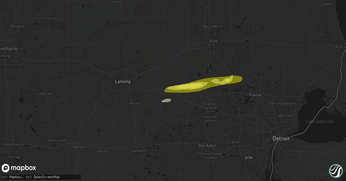 Hail map in Fowlerville, MI on February 18, 2026