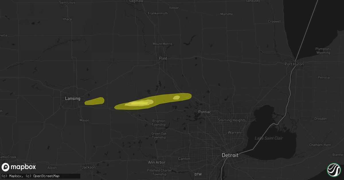 Hail map in Holly, MI on February 18, 2026