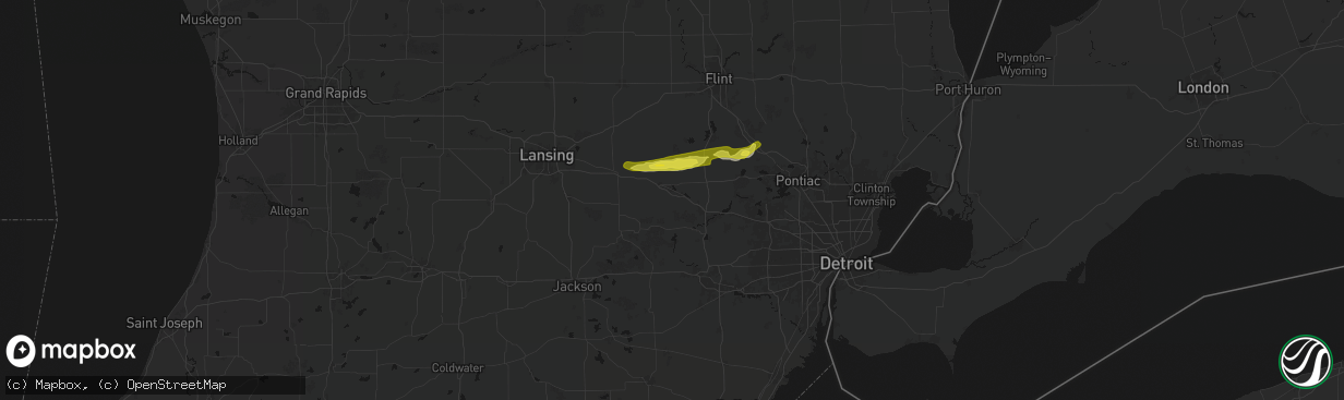 Hail map in Howell, MI on February 18, 2026