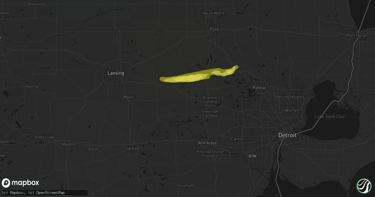 Hail map in Howell, MI on February 18, 2026