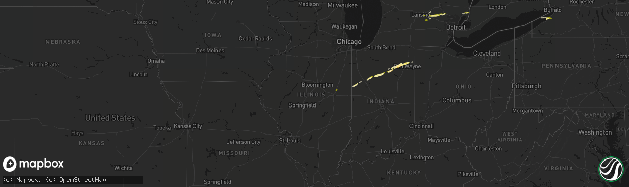 Hail map in Illinois on February 18, 2026