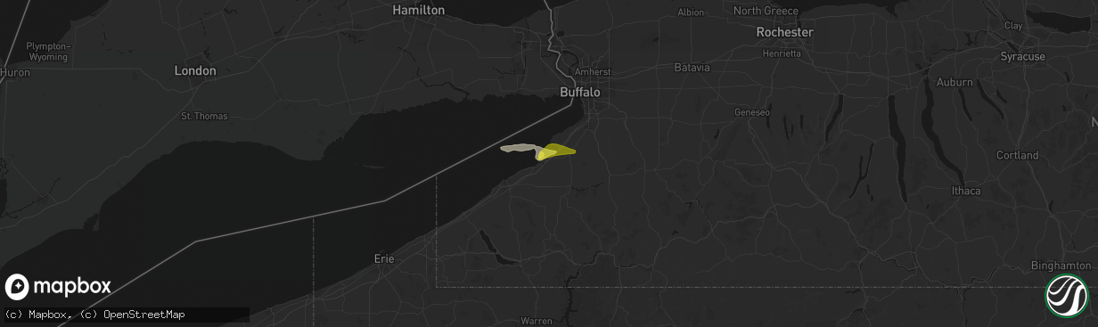 Hail map in Irving, NY on February 18, 2026