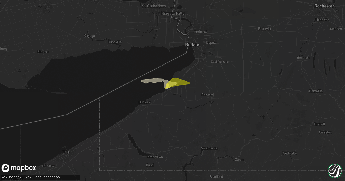 Hail map in Irving, NY on February 18, 2026