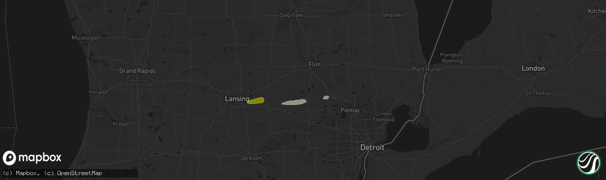 Hail map in Linden, MI on February 18, 2026