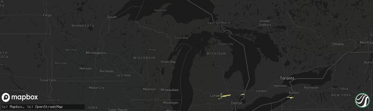 Hail map in Michigan on February 18, 2026