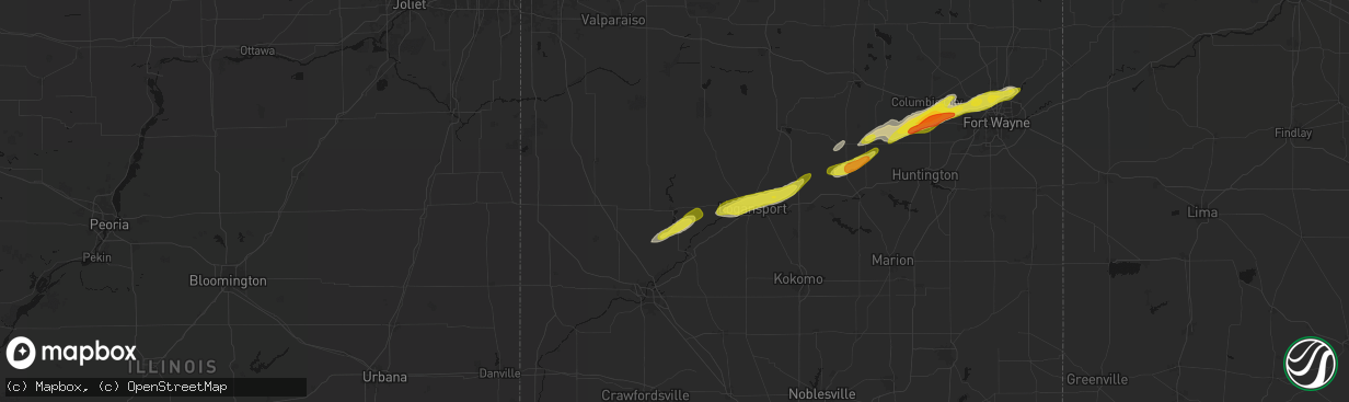 Hail map in Monticello, IN on February 18, 2026