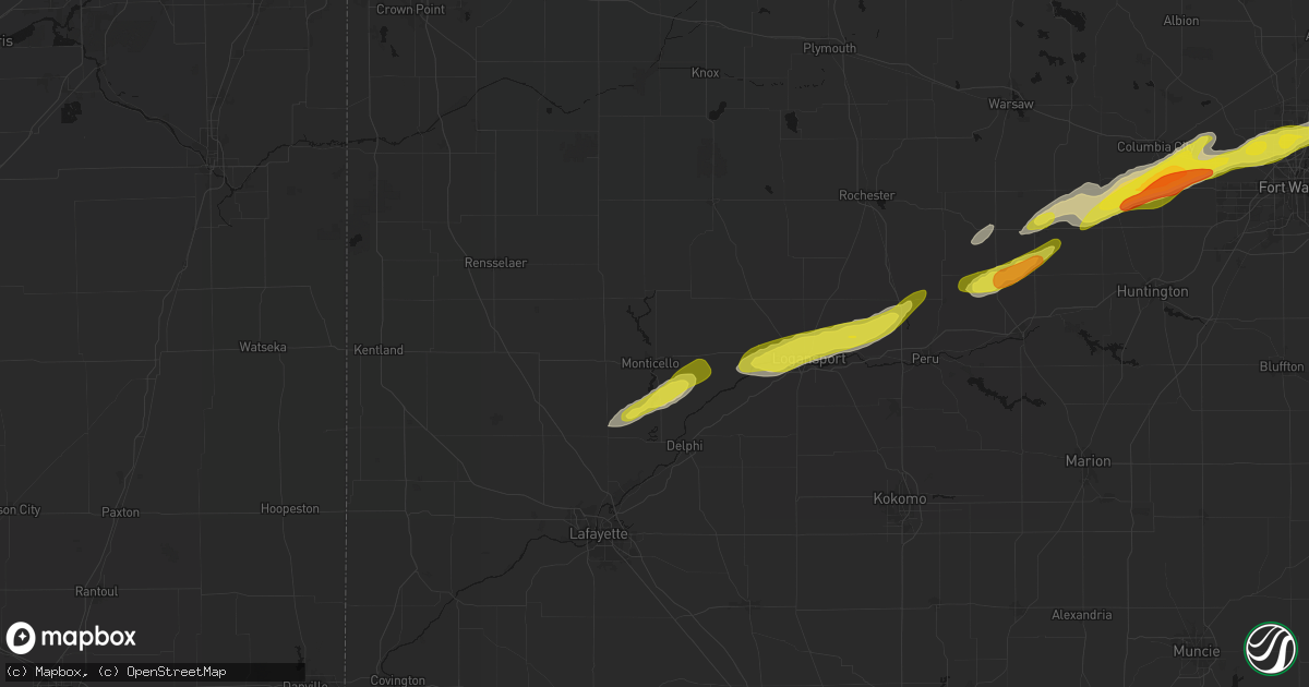 Hail map in Monticello, IN on February 18, 2026