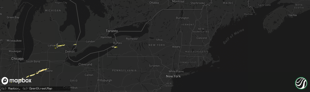 Hail map in New York on February 18, 2026