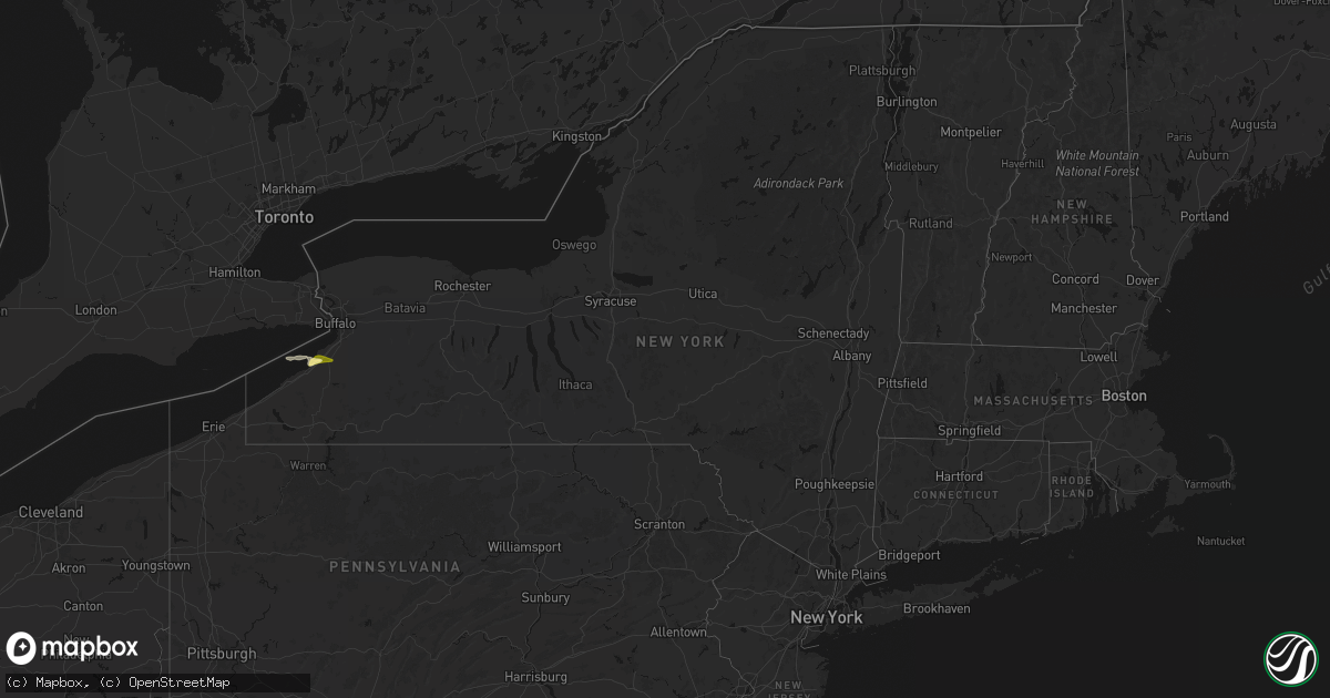 Hail map in New York on February 18, 2026