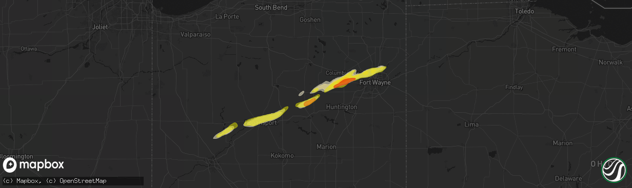 Hail map in North Manchester, IN on February 18, 2026