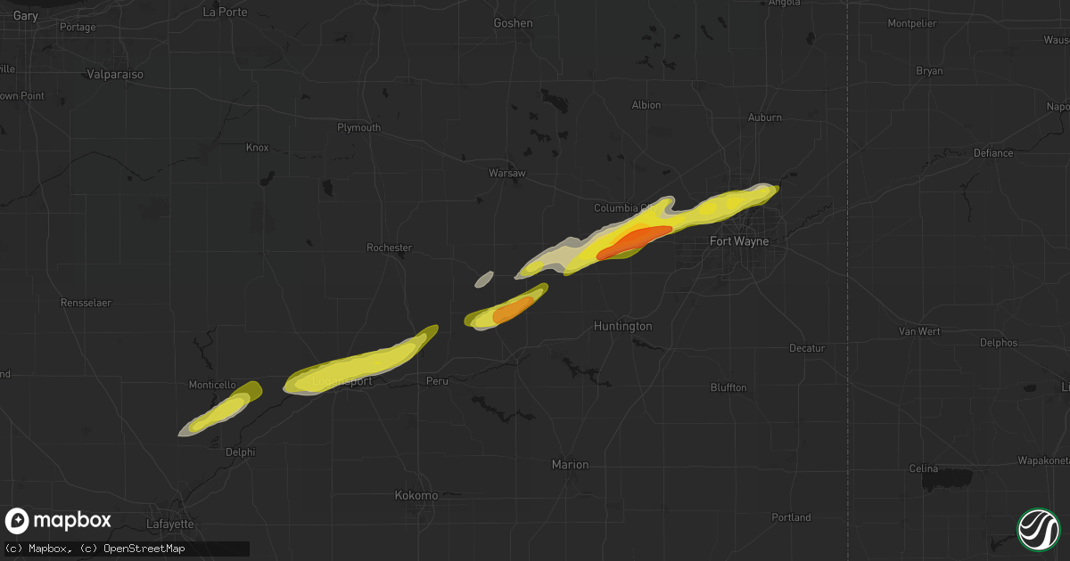 Hail map in North Manchester, IN on February 18, 2026