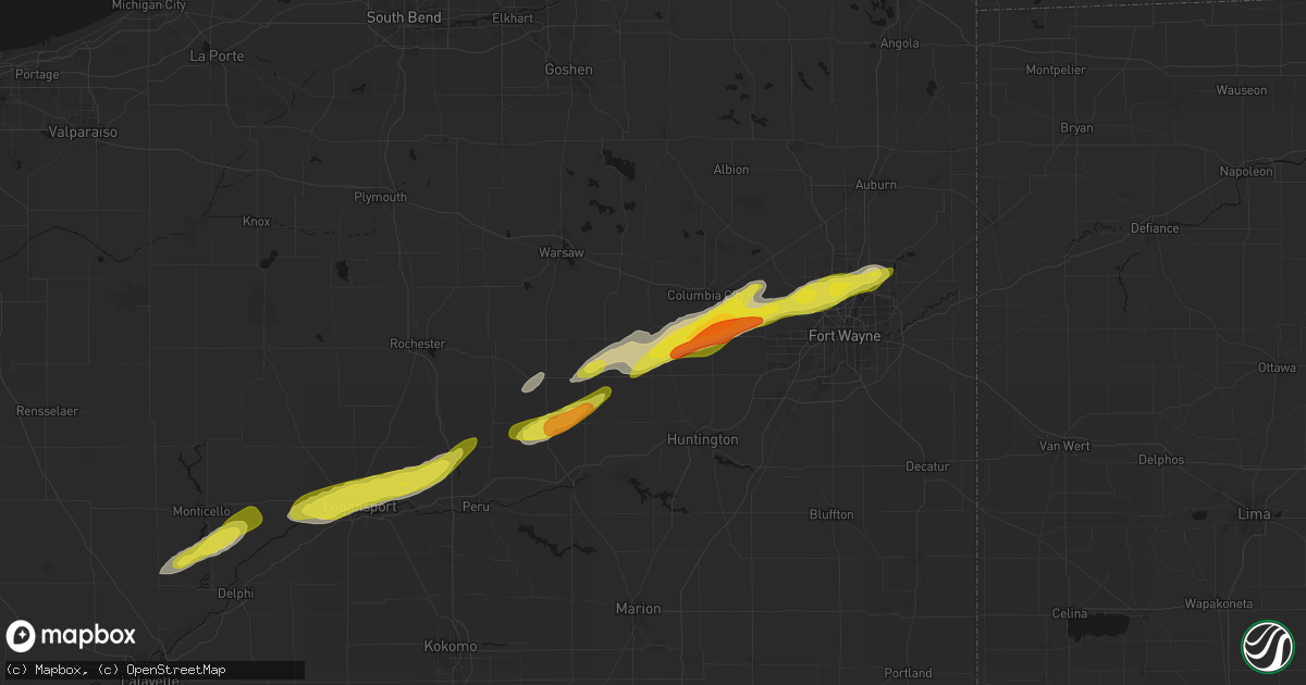 Hail map in South Whitley, IN on February 18, 2026