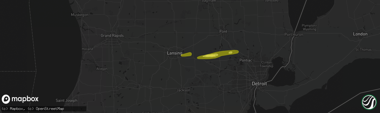 Hail map in Williamston, MI on February 18, 2026