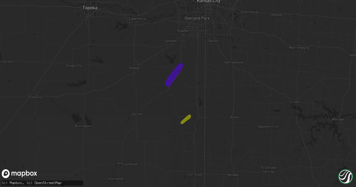 Hail map in Osawatomie, KS on February 19, 2013