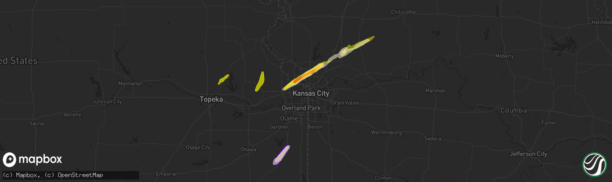 Hail map in Kansas City, KS on February 19, 2014