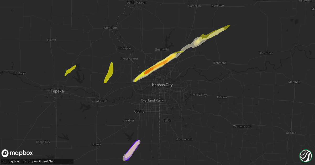 Hail map in Kansas City, KS on February 19, 2014