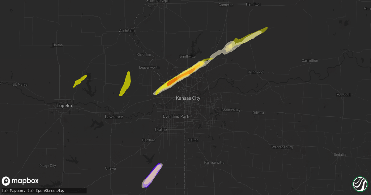 Hail map in Kansas City, MO on February 19, 2014