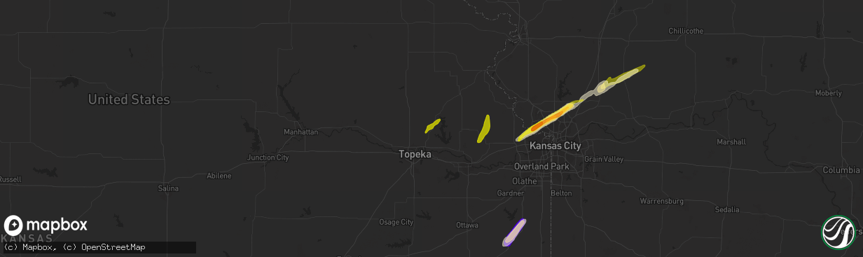 Hail map in Meriden, KS on February 19, 2014