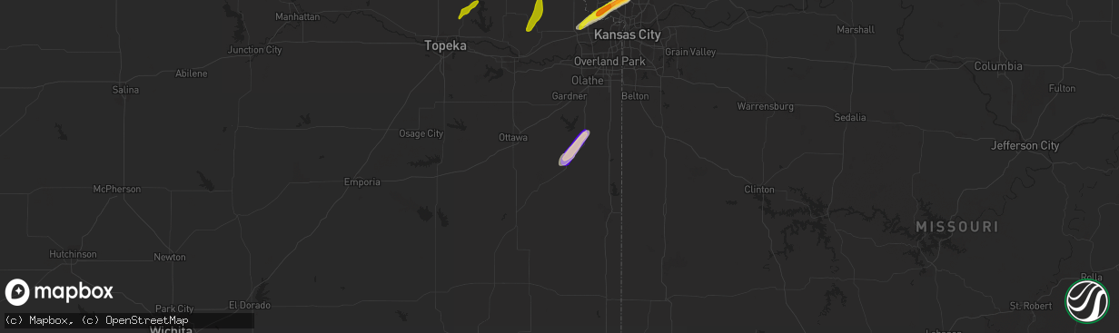 Hail map in Osawatomie, KS on February 19, 2014