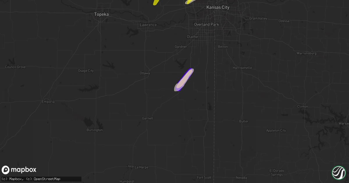 Hail map in Osawatomie, KS on February 19, 2014