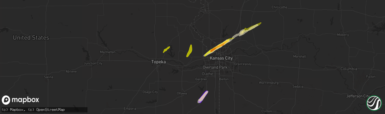 Hail map in Tonganoxie, KS on February 19, 2014