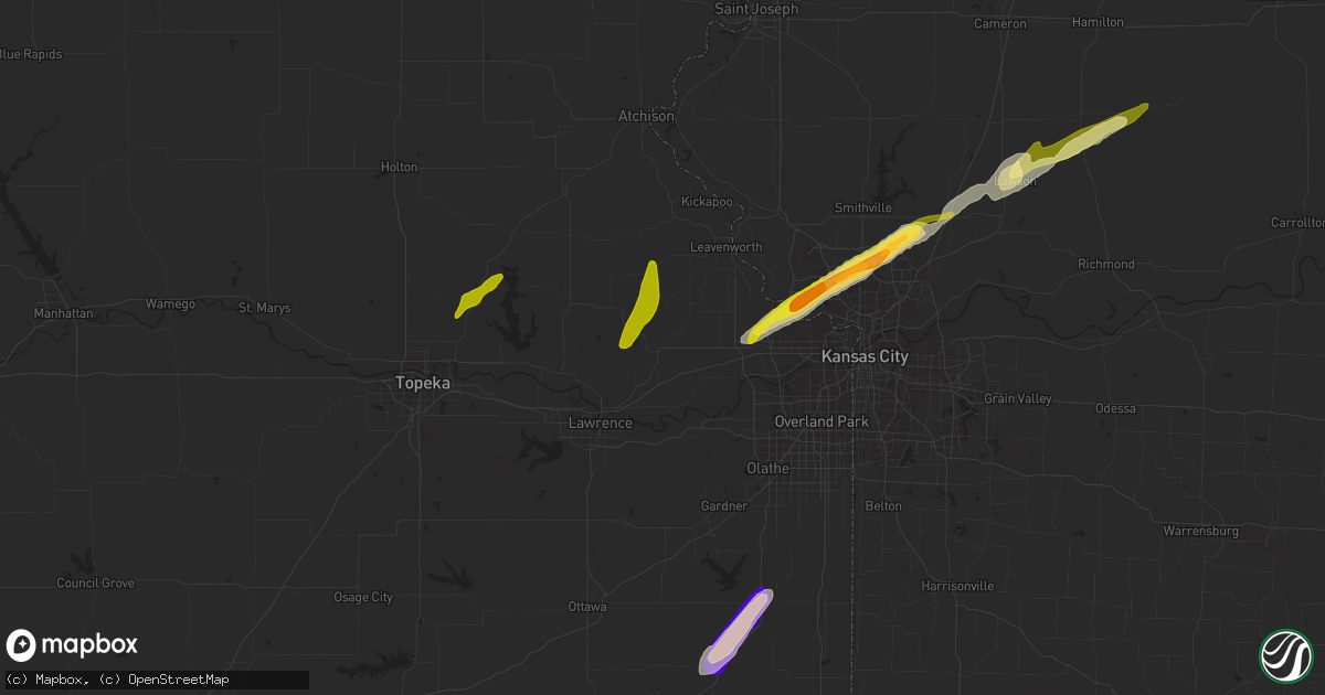 Hail map in Tonganoxie, KS on February 19, 2014