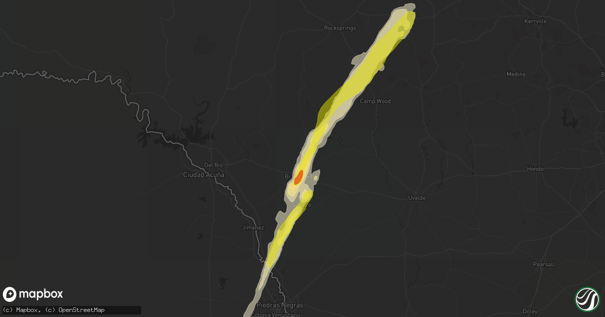 Hail map in Brackettville, TX on February 19, 2017