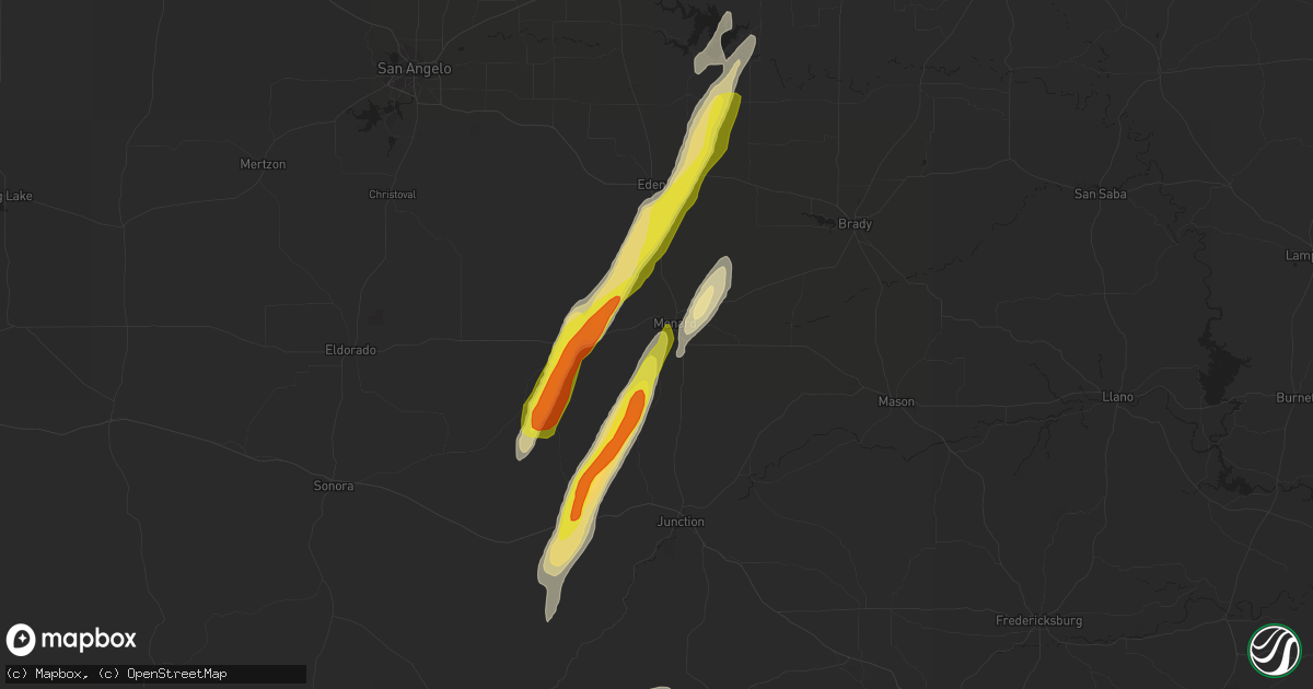 Hail map in Menard, TX on February 19, 2017