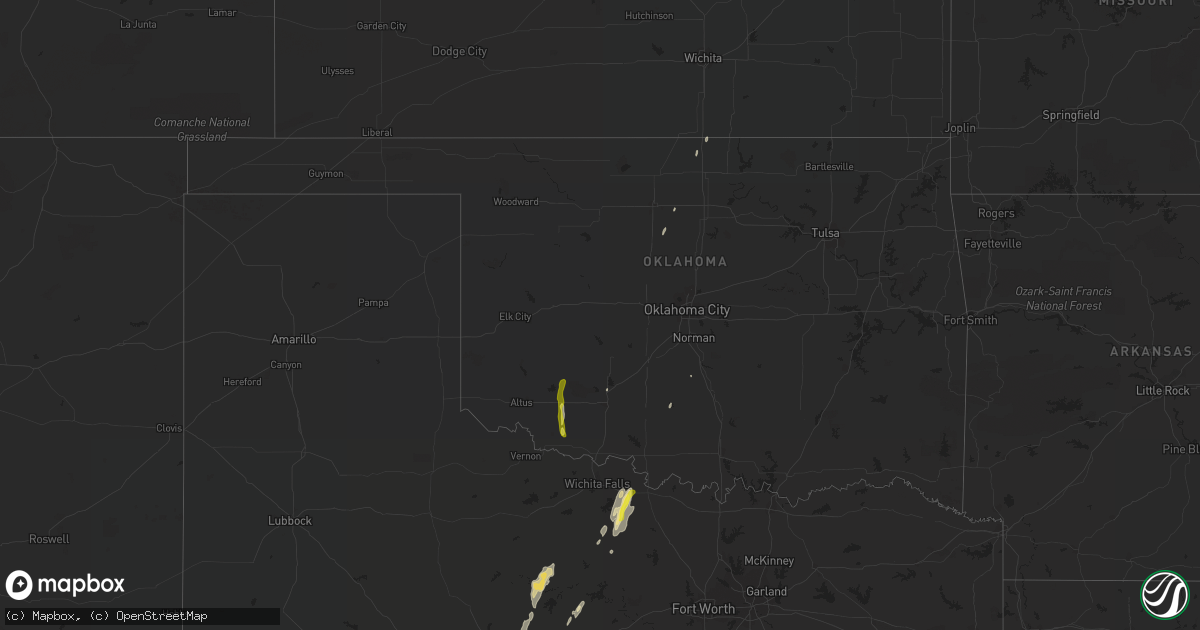 Hail map in Oklahoma on February 19, 2017