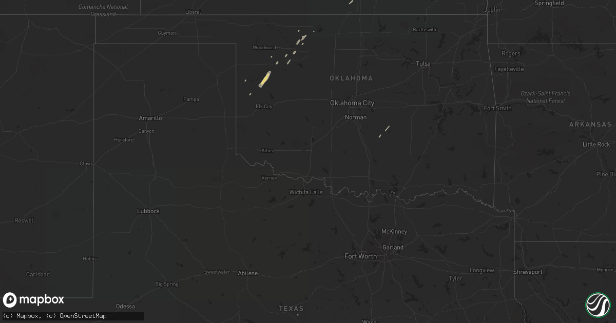 Hail map in Texas on February 19, 2018