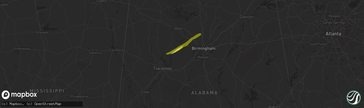 Hail map in Adger, AL on February 19, 2019