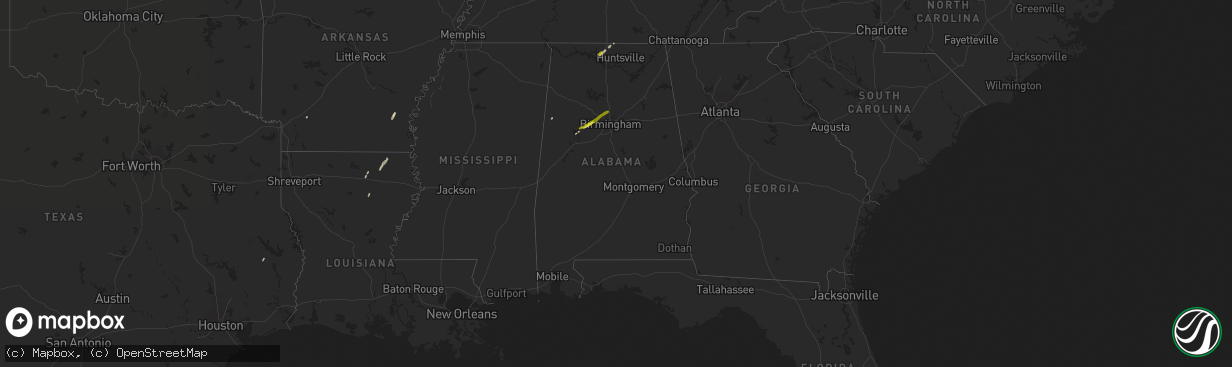 Hail map in Alabama on February 19, 2019