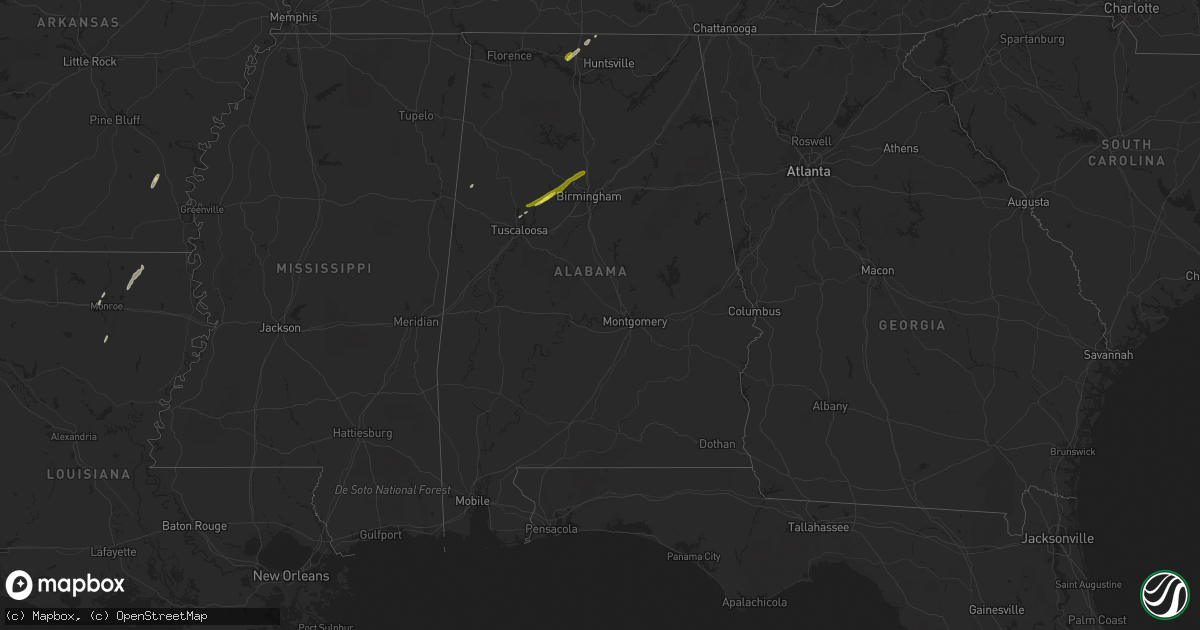 Hail map in Alabama on February 19, 2019