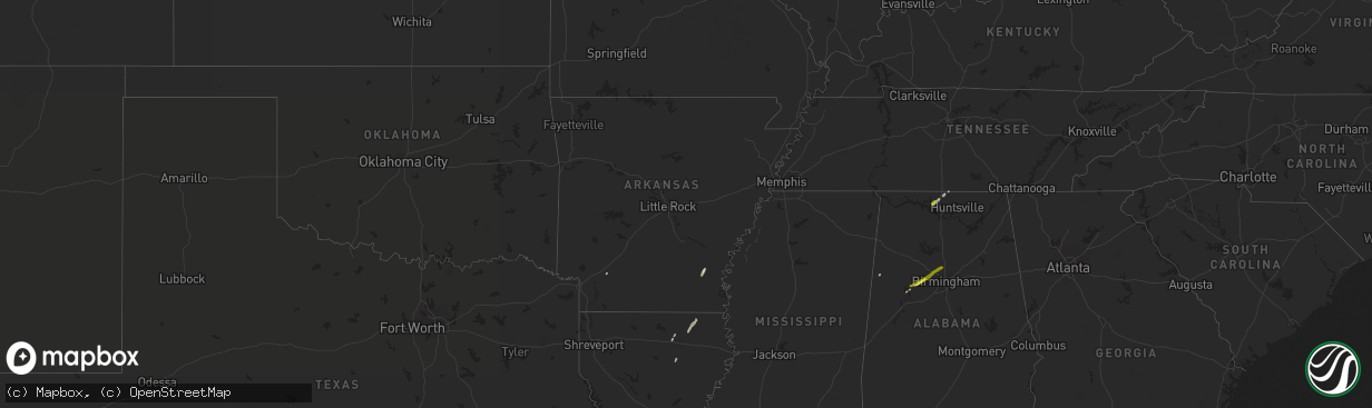 Hail map in Arkansas on February 19, 2019