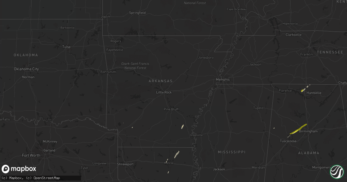 Hail map in Arkansas on February 19, 2019