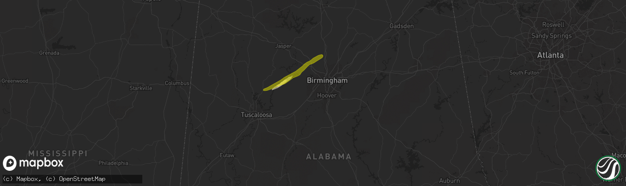 Hail map in Bessemer, AL on February 19, 2019